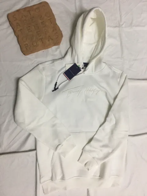 Felpa Tommy Hilfiger Con Cappuccio, Taglia XXL, Bianca Unisex