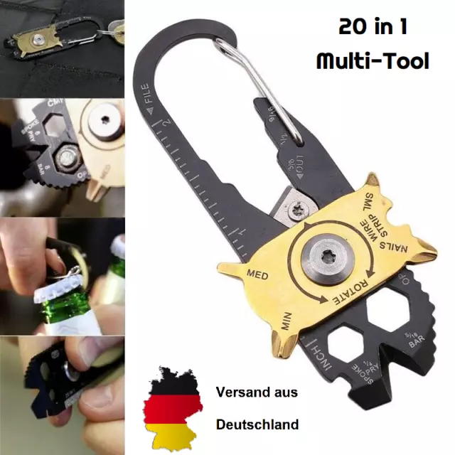 20-in-1 EDC Multitool Schlüsselanhänger Multiwerkzeug Karabiner Survival Tool