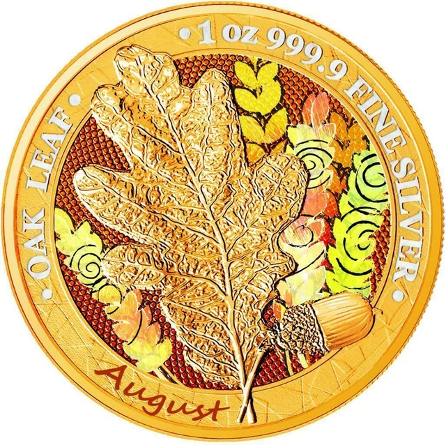 Germania 2019 5 Mark Oak Leaf - Series 12 Months - August 1 Oz Silver Coin