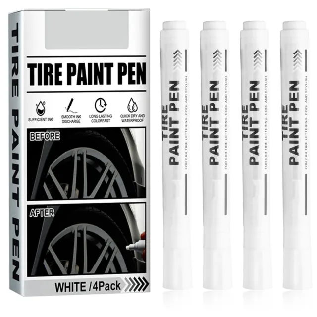 4 pièces stylo peinture blanche pour dessin de pneus de voiture marqueurs perma