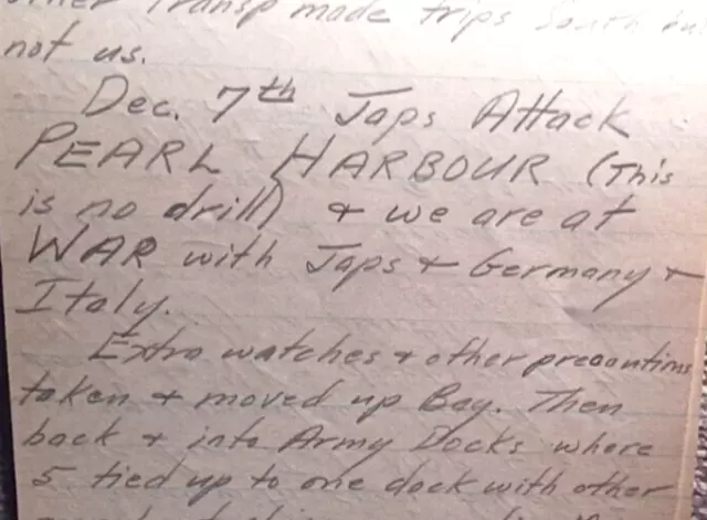 1940-42 USS Biddle, NAVY Officers Diary w/Entry Re:Pearl Harbor Attack 12/7/41