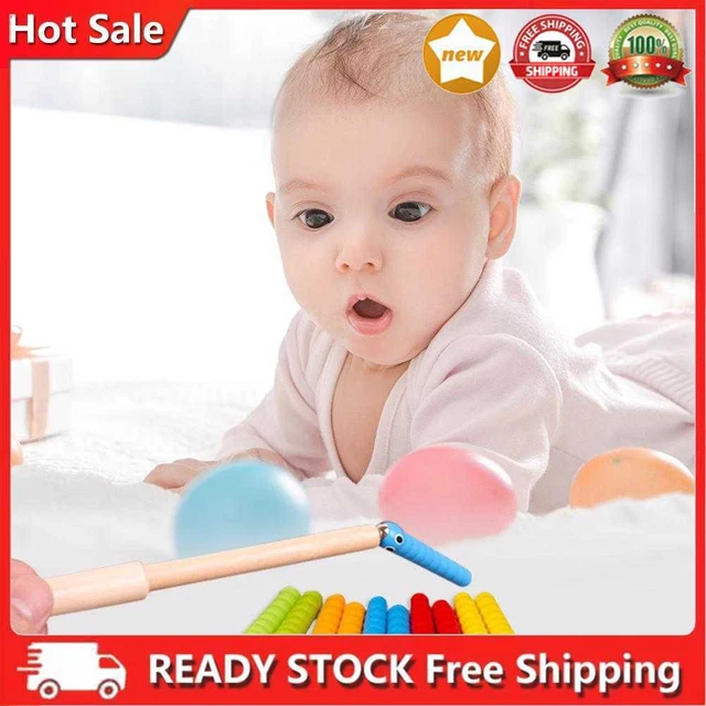 Wooden Strawberry Magnetic Bug Catching Game Educational Toys for Children Kids