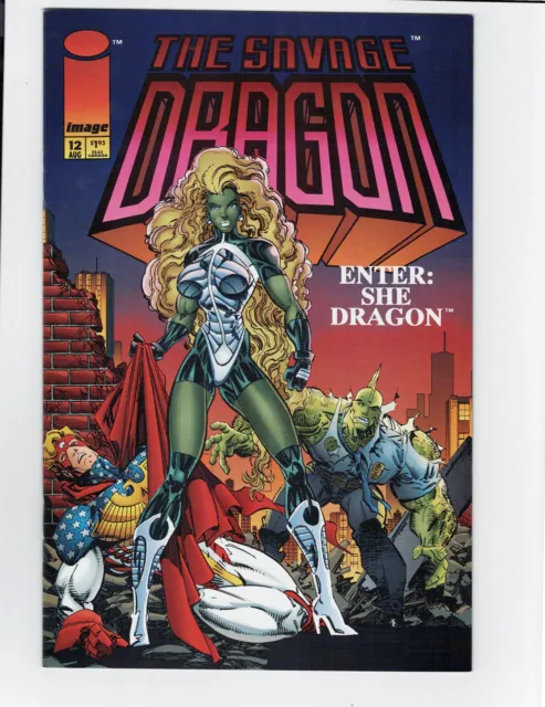 THE SAVAGE DRAGON #12 1st Full She-Dragon and #13B NM 9.4 white pages