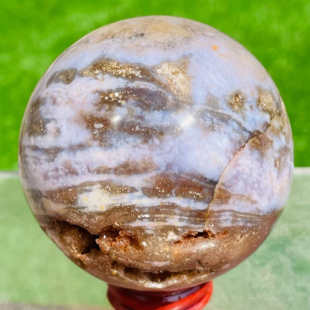 410g Natural Ocean Jasper Sphere Geode Quartz Crystal Ball Specimen Healing