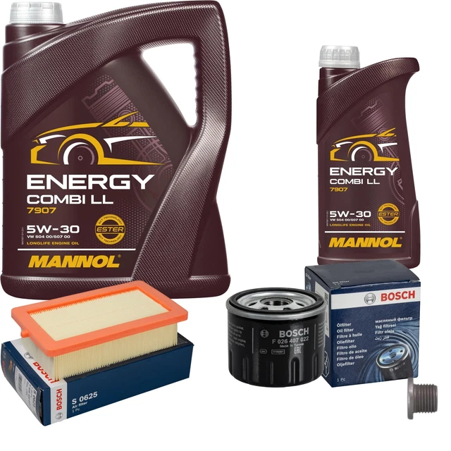 Kit De Filtro De Aceite Bosch + 4L De Aceite 5W-30 Mannol Para Renault, Dacia, Nissan, GM Dexos2