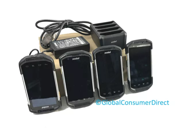 Lotto Di 4x Zebra TC70 Android TC700H-GC11ES-NA Barcode Scanner + Caricabatterie