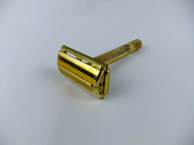 Vintage Gillette Safety Razor Gold Tone Made in USA