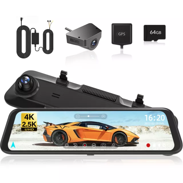 WOLFBOX Dash Cam 4K+2.5K Front and Rear Mirror Dash Camera Parking Monitor Cam