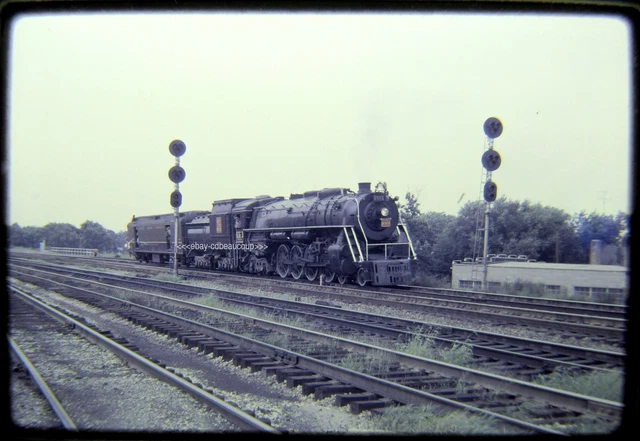 Railroad Slide Grand Trunk Western GTW Dampf 4-8-4 6523 South Bend IN 1961