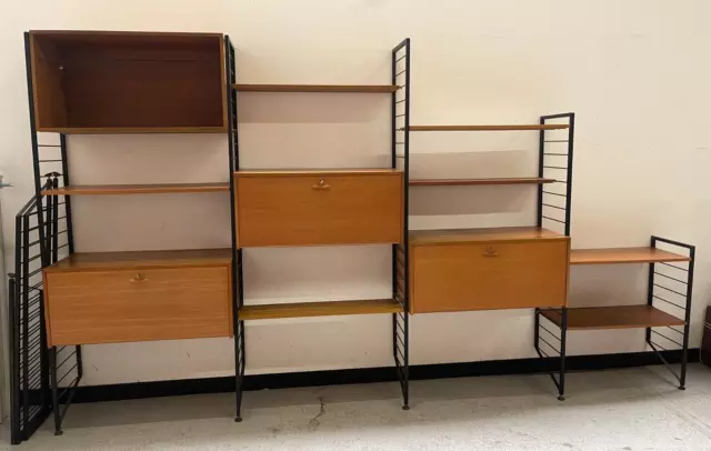 Ladderax Mid Century Teak Wood Cabinet Shelving Unit