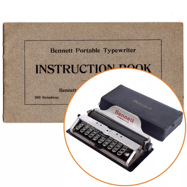 Bennett Typewriter Instruction Manual Repro Antique Vtg User Portable Pocket