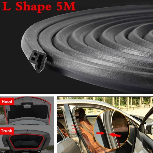 5M L-Shape Car Black Door Hoods Trunk Trim Edge Moulding Rubber Seal Strip Parts