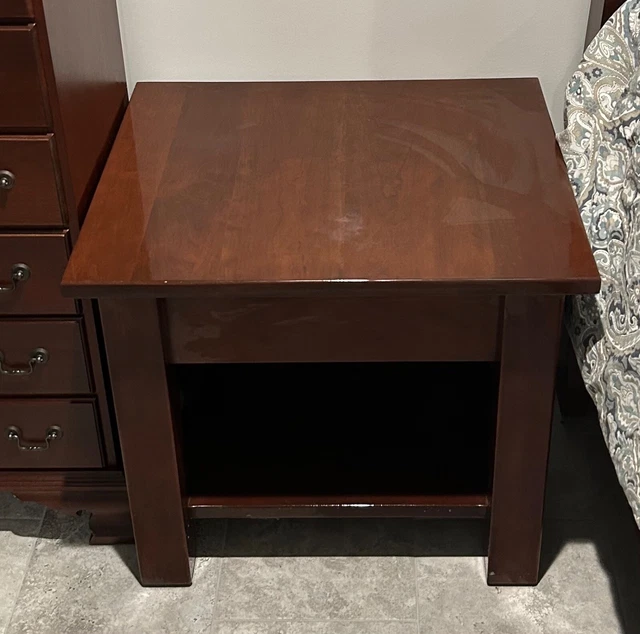 2 Cherry wood bedside tables, with storage shelf, Amish made, lightly used