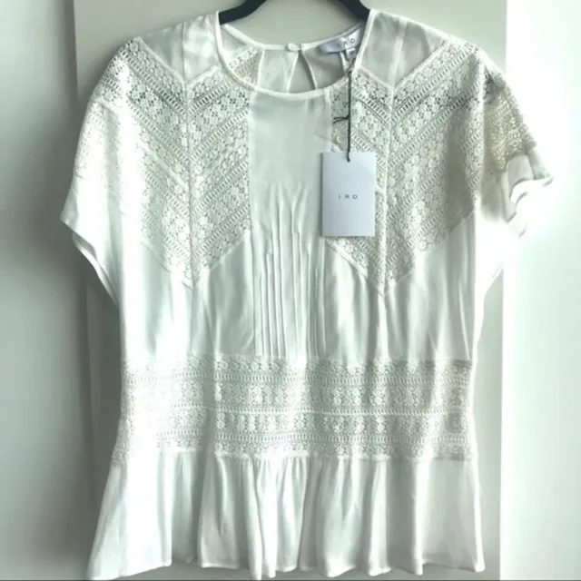 IRO Off White Embroidered Top Size 38