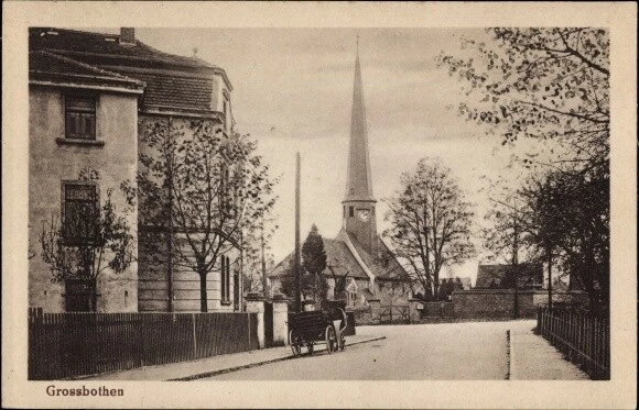 Ak Großbothen Grimma in Sachsen, Straßenpartie, Kirche - 10416883