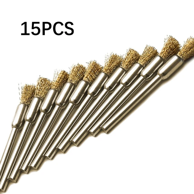 Equipo de cepillos de alambre de latón 15 piezas 5 mm pulido lápiz giratorio para taladro eléctrico