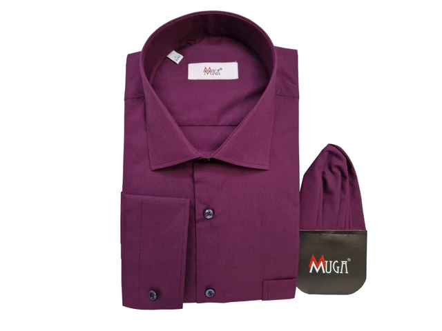 Camicia uomo con foulard braccio lungo 41/42 taglia L viola