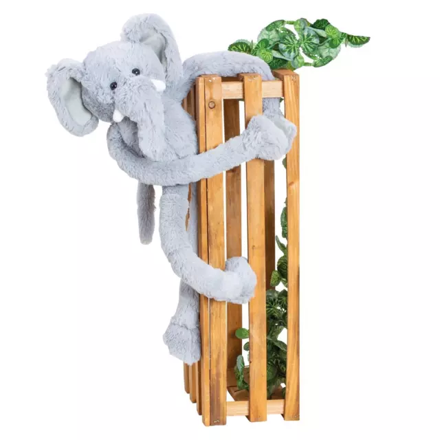 Elefant 45 cm Kuscheltier Plüschtier hängend mit Kletthänden Grau Stofftier