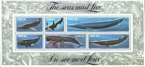 Timbres Faune marine Cétacés Baleines Sud Ouest Africain BF5 ** (67119DT)