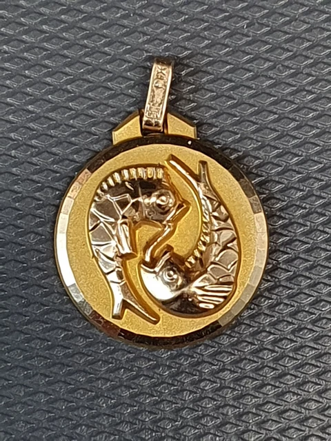 Vintage ancienne Médaille FIX de la Vierge Marie en plaqué Or