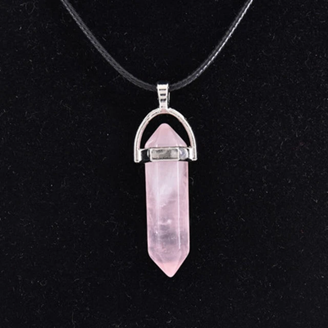 Natural Crystal Quartz Stone Pendulum Hexagonal Pendant Reiki Healing Necklace