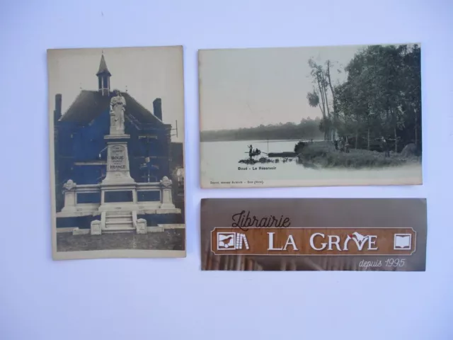 Carte postale ancienne, Boué - Le Réservoir + Carte-Photo Monuments aux Morts