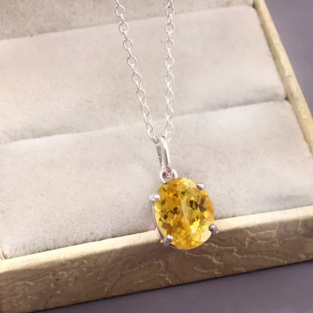 Ciondolo in argento 925 con zaffiro giallo naturale di Ceylon, regali di...