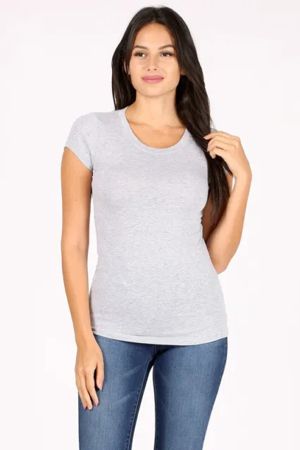 Women's Premium Basic Tee T-Shirt Soft Cotton Short Sleeve Round Neck Solid Top