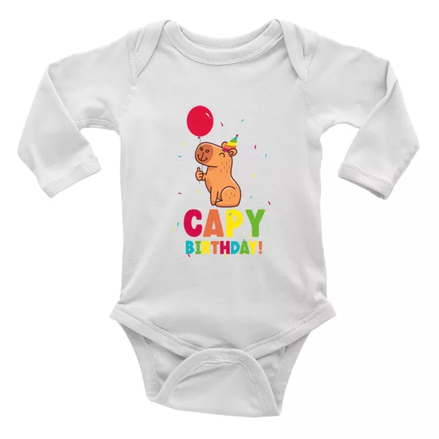 Capy Birthday Baby Grow Vest Bodysuit Celebration Balloon Capybara Boys Girl L/S