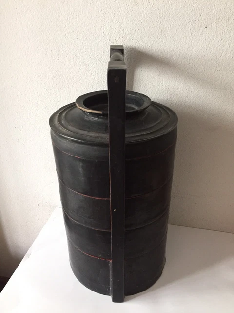 Antique Burmese lacquer lunch box storage 3