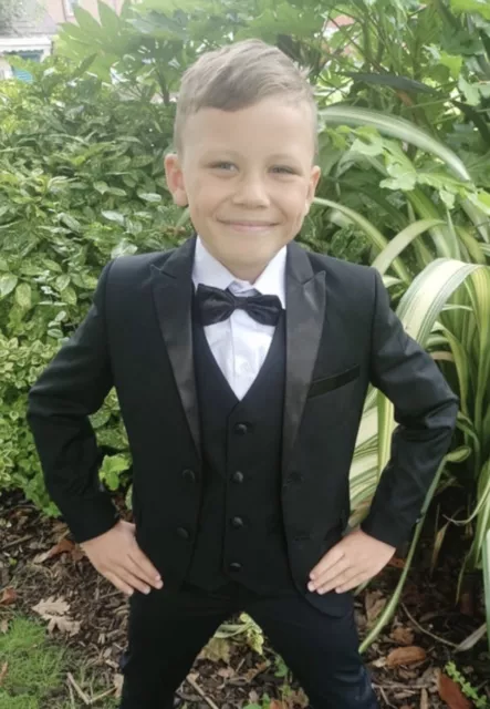 Boys Suits 5 Piece Wedding Page Boy Party Prom Suit Black tuxedo Baby-14 Yrs