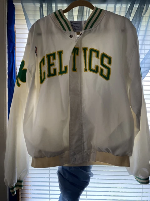 Boston Celtics Vintage Starter Made In USA White Satin Jacket Large Deadstock Boston Celtics Vintage Starter Made In USA White Satin Jacket Large Deadstock
