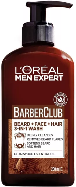 L'Oreal Men Expert Barber Club 3-in-1 Beard, Hair & Face Wash, 200ml