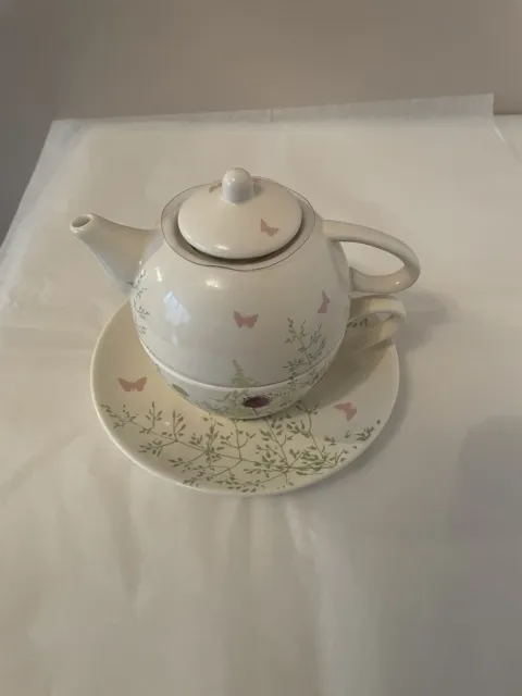M&S Edwardian Lady Tea for One Set - Teapot Cup & Saucer - Rowena Stott Design