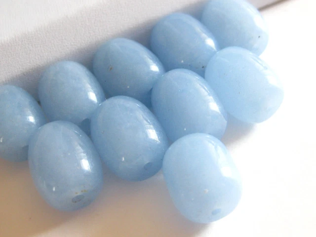 Large Glass Beads Lot Oval Chunky Blue Pastel 