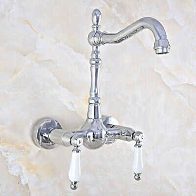 Polished Chrome Brass Laundry Bathroom Kitchen Wall Mount Sink Faucet Gnf563