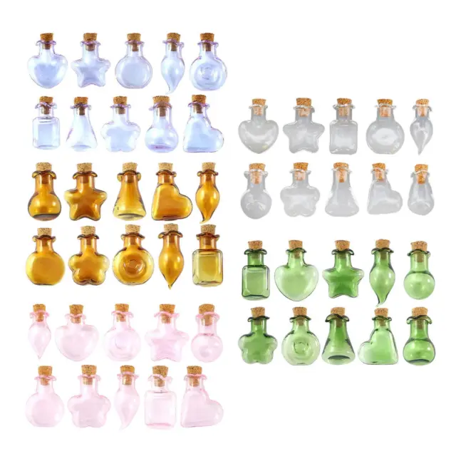 10Pcs Wish Jar Clear Glass Cork Bottles with 10 Different Shaped, Variety