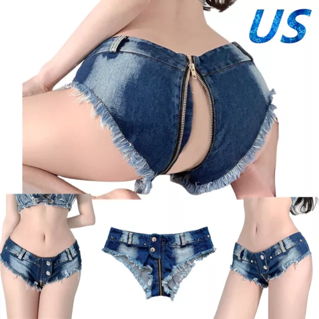SEXY WOMEN'S MICRO Denim Jean Shorts Ultra Low Rise Club Short