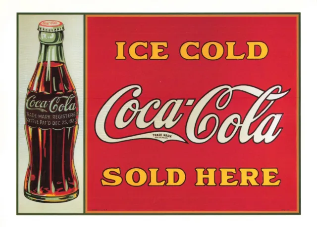 Postcard Coca-Cola Coke Advertisement Contour Bottle Roadside Sign in 1923