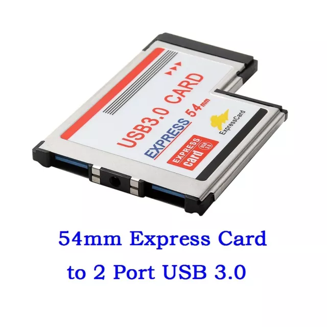 54mm Express Card Expresscard to 2 Port USB 3.0 Adapter for Laptop NEC Chip 2