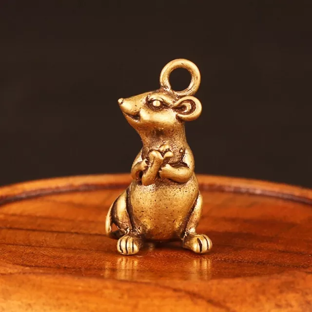 Lucky Charm Zodiac Brass Rat Mouse Mice Pendant Statue Figurine Home Decor DIY