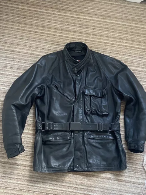 Dainese Black Leather Belstaff Style Jacket - XL (25 inches pit to pit)