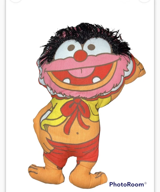 Muppets Animal Vintage Pillow Stuffed Plush Muppet Babies Fabric Fuzzy Eyebrows