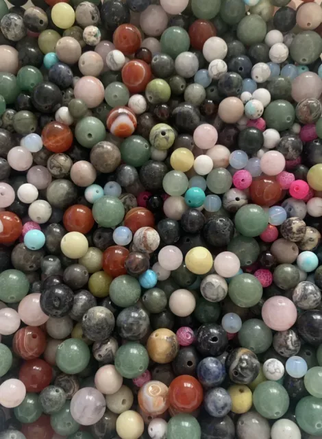 50g/ 65 - 75 Beads Mixed Variety Natural Gemstone Beads 4mm - 10 mm