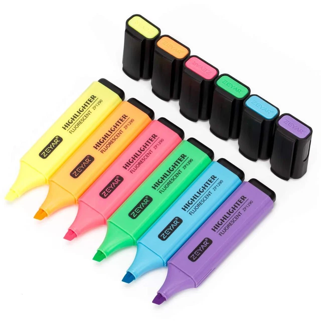 Highlighter, Chisel Tip Marker Pen, AP Certified, Assorted Colors, Wate...