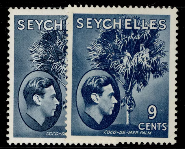 SEYCHELLES GVI SG138a + 138ab, 9c PAPER VARIETIES, M MINT. Cat £63.