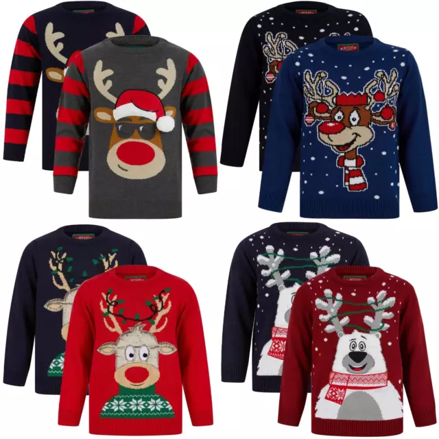 Kids Christmas Jumper Light Up Flashing LED Fun Xmas Sweater Boys Girls Xmas Top