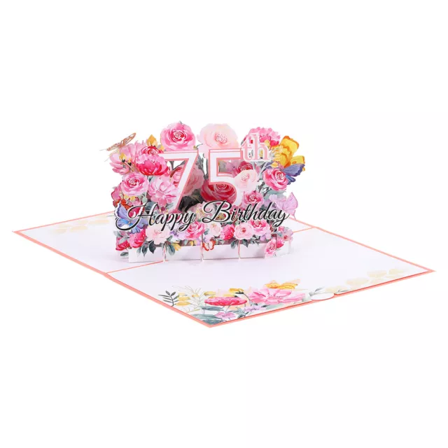 75th Birthday Card, Pop-Out Birthday Card Happy Birthday 3D Flower Butterflies