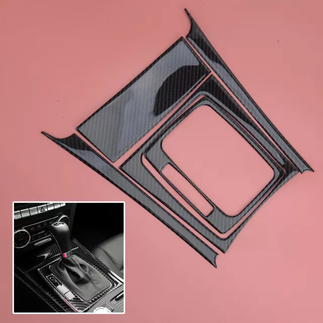 Carbon Fiber Interior Gear Shift Panel Cover Trim Fit for Mercedes-Benz C W204