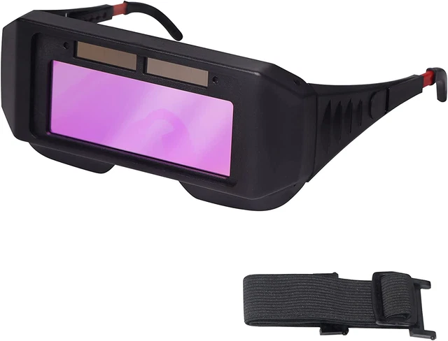 Solar Powered Auto Darkening Welding Goggles, LCD Welder Glasses with Adjustable